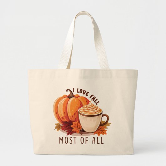 I Liebe Fall - Pumpkin und Pumpkin GewürzLatte Jumbo Stoffbeutel (Vorne)