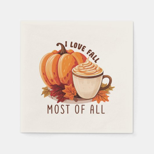 I Liebe Fall - Pumpkin und Pumpkin GewürzLatte Serviette (Vorderseite)