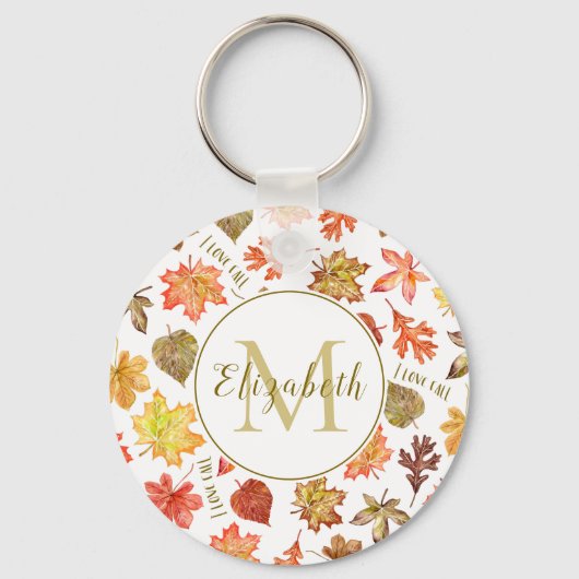 "I Liebe fallen" bunten Herbstblätter personalisie Schlüsselanhänger (Vorderseite)