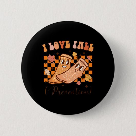 I Liebe fallen Präventions-Fall-Erntedank Krankens Button (Vorderseite)