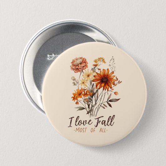 I Liebe fällt am meisten - Herbstblätter Button (Vorne & Hinten)
