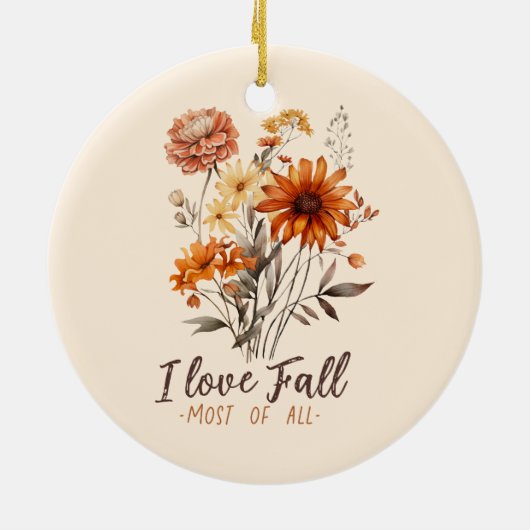I Liebe fällt am meisten - Herbstblätter Keramik Ornament (Hinten)