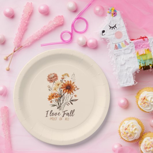 I Liebe fällt am meisten - Herbstblätter Pappteller (Party)