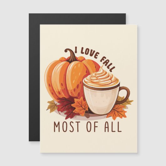 I Liebe fällt am meisten - Latte & Herbst Vibes Magnetkarte (Vorne/Hinten)