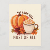 I Liebe fällt am meisten - Latte & Herbst Vibes Postkarte (Vorderseite)