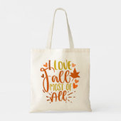 I Liebe fällt am meisten unter allen Herbstschreib Tragetasche (Rückseite)