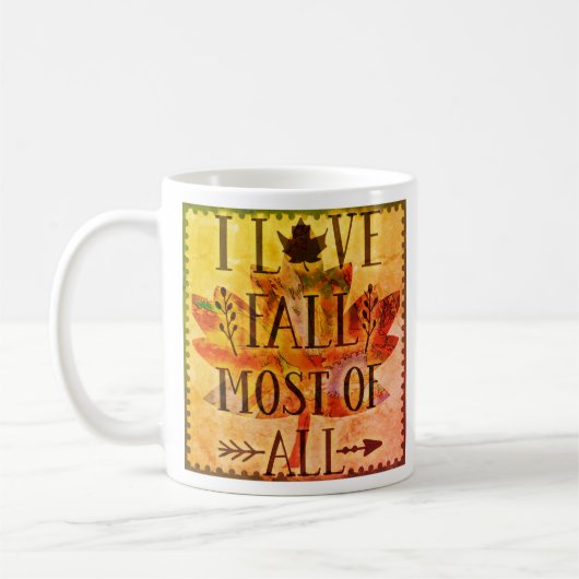 I Liebe fällt am meisten von allen Herbstleaf Kaffeetasse (Links)