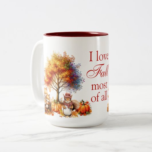 I Liebe fällt am meisten Zweifarbige Tasse (Vorderseite Links)