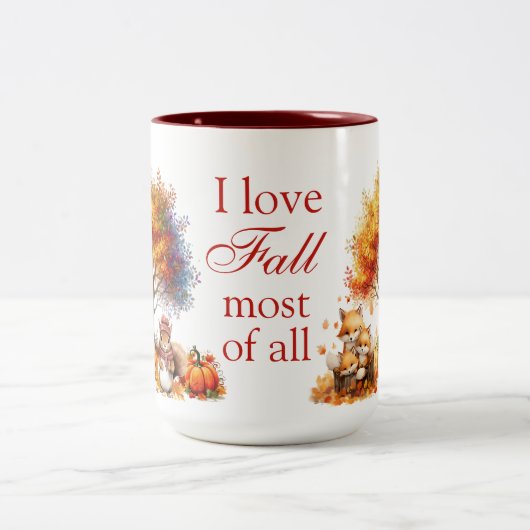 I Liebe fällt am meisten Zweifarbige Tasse (Mittel)