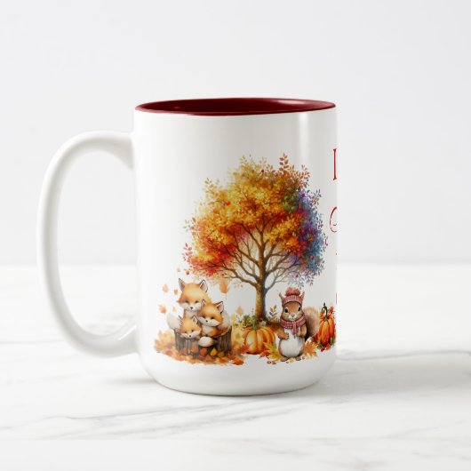 I Liebe fällt am meisten Zweifarbige Tasse (Links)