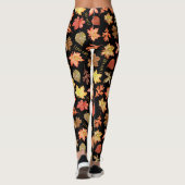 I Liebe fällt Herbstblätter und Textmuster schwarz Leggings (Rückseite)