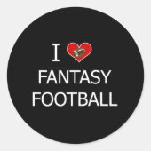 I Liebe Fantasy Football Runder Aufkleber (Vorderseite)