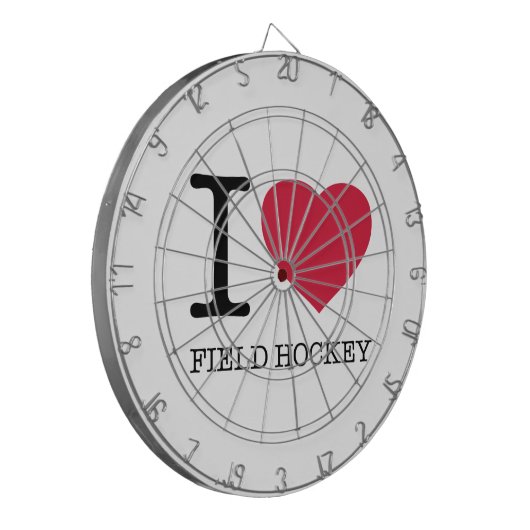 I LIEBE FELD HOCKEY DARTSCHEIBE (Vorderseite Links)