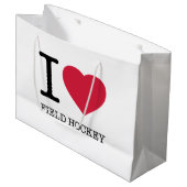 I LIEBE FELD HOCKEY GROßE GESCHENKTÜTE (Vorderseite Schrägansicht)