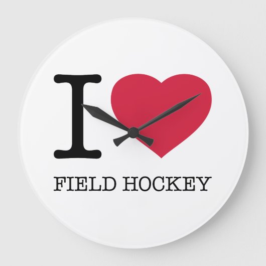 I LIEBE FELD HOCKEY GROßE WANDUHR (Vorderseite)