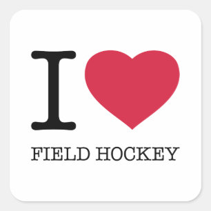 I LIEBE FELD HOCKEY QUADRATISCHER AUFKLEBER