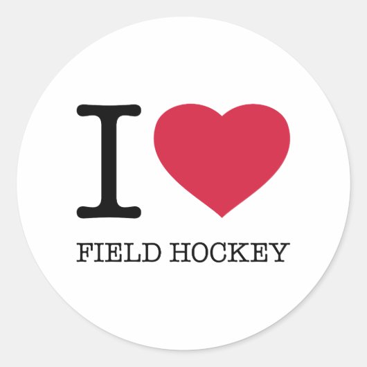 I LIEBE FELD HOCKEY RUNDER AUFKLEBER (Vorderseite)