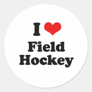 I Liebe-Feld-Hockey-T-Shirt Runder Aufkleber