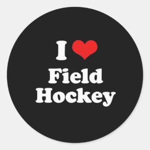 I Liebe-Feld-Hockey-T-Shirt Runder Aufkleber