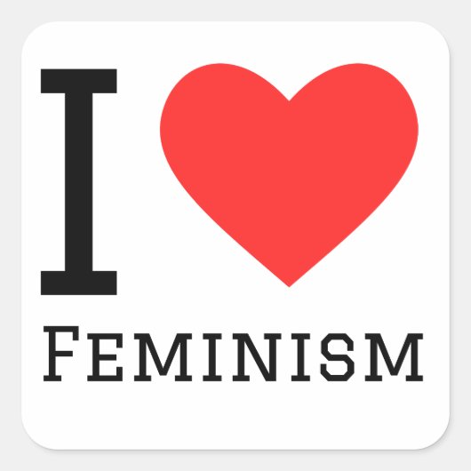 I Liebe Feminismus Quadratischer Aufkleber (Vorderseite)