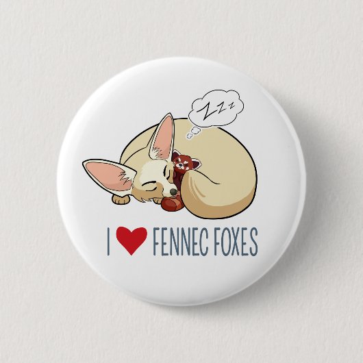I Liebe Fennec Füchse - Cartoon Fennec Fox Button (Vorderseite)