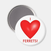 I Liebe Ferrets mit dem Roten Herz Magnet (Vorderseite/Rückseite)