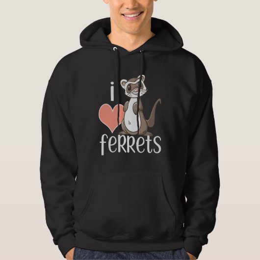 I Liebe Ferrets Niedlich Ferret Eigentümer Hoodie (Vorderseite)