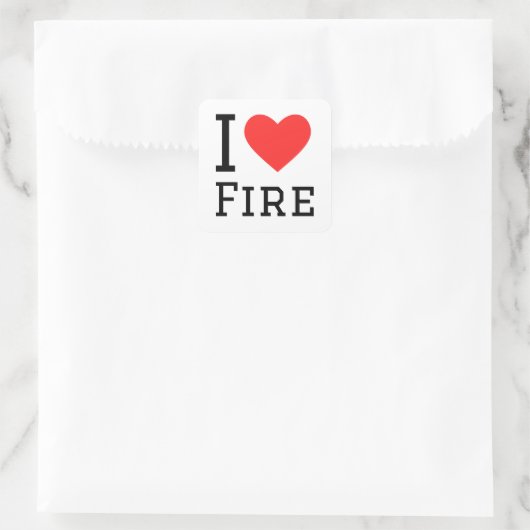 I Liebe Feuer Quadratischer Aufkleber (Tasche)