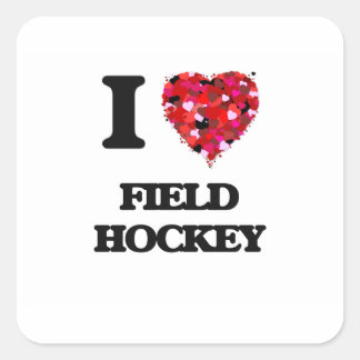 I Liebe Field Hockey Quadratischer Aufkleber