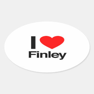 i Liebe finley Ovaler Aufkleber