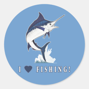 I Liebe Fischerei: Atlantic Blue Marlin Runder Aufkleber