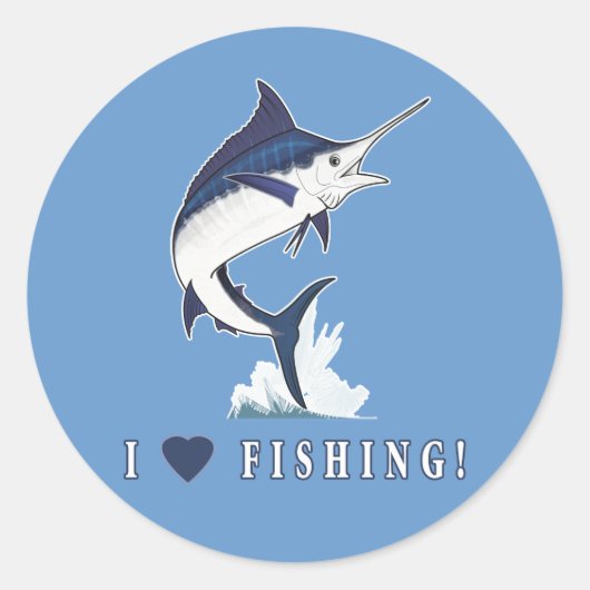 I Liebe Fischerei: Atlantic Blue Marlin Runder Aufkleber (Vorderseite)