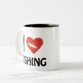 I Liebe Fischerei Zweifarbige Tasse (Vorderseite Links)