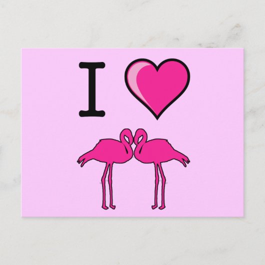 I Liebe Flamingos Postcard Postkarte (Vorderseite)