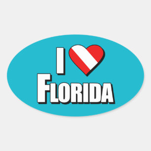 I Liebe Florida Diving Ovaler Aufkleber
