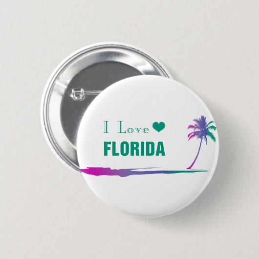 I Liebe Florida farbenfroh grün Button (Vorne & Hinten)