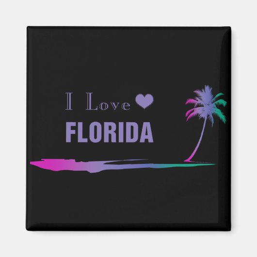 I Liebe Florida farbenfrohe Lila Magnet (Vorne)