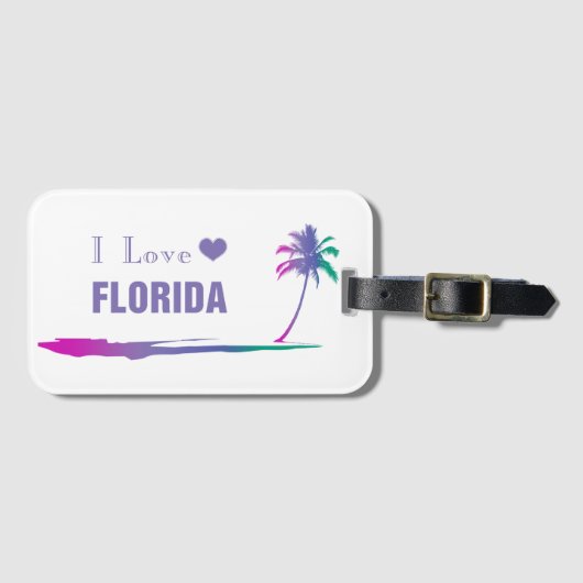 I Liebe Florida Farbige Lila Gepäckanhänger (Vorderseite (Horizontal))