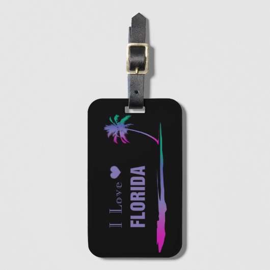 I Liebe Florida Farbige Lila Gepäckmarke Gepäckanhänger (Vorderseite Vertikal)