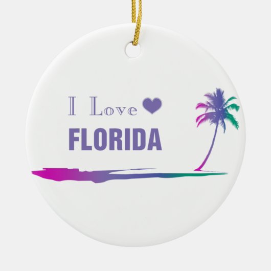 I Liebe Florida Farbige Lila Keramik Ornament (Vorne)