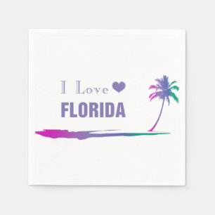 I Liebe Florida Farbige Lila Serviette