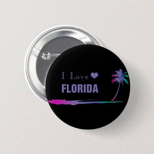 I Liebe Florida Farbige Lila Taste Button (Vorne & Hinten)