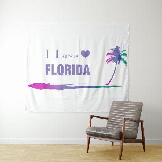 I Liebe Florida Farbige Lila Wandteppich (Beispiel (Horizontal))