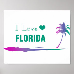 I Liebe Florida farbiges grünes Poster