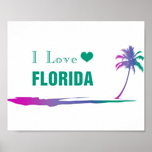 I Liebe Florida farbiges grünes Poster (Vorne)