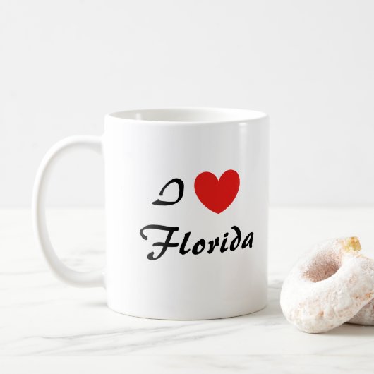 I Liebe Florida Herz Typografie Kaffeezubereitung Kaffeetasse (Mit Donut)