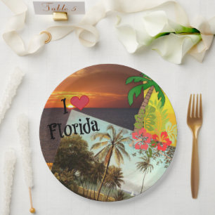 I Liebe Florida, populäres tropisches Design, Pappteller