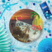 I Liebe Florida, populäres tropisches Design, Pappteller (Party)