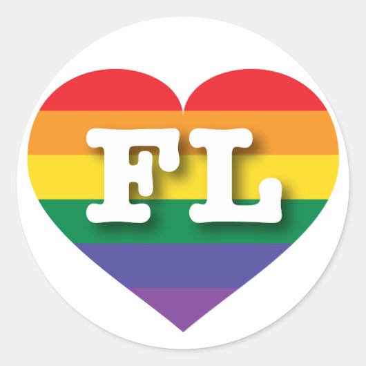 I Liebe Florida Rainbow Heart Runder Aufkleber (Vorderseite)