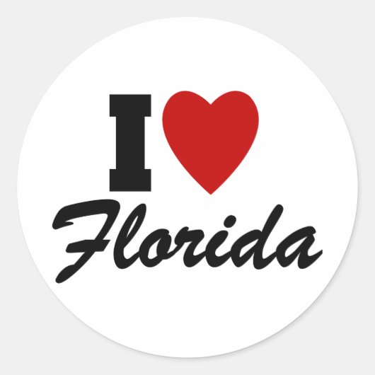 I Liebe Florida Runder Aufkleber (Vorderseite)